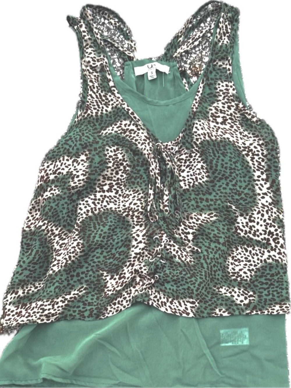 Ya Los Angeles Green and Brown Leopard Camisole